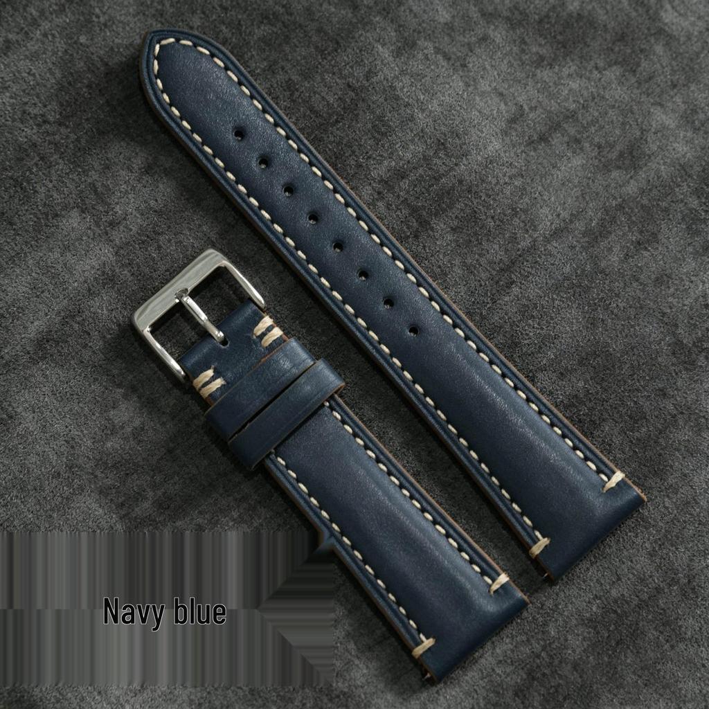 High-Quality Retro Genuine Leather Pin Buckle Watch Strap for Men and Women, Top Layer Cowhide Watch Band
