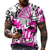 New Design Men's T-shirt Iron Chain Black and White Colorful Painting Style Short Sleeve T-shirt High Quality Fat