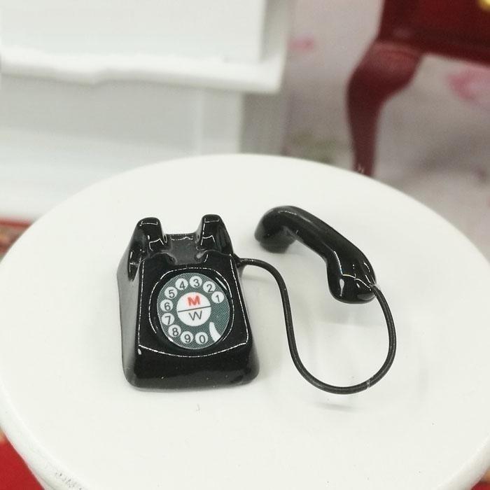 

1:12 Dollhouse Miniature Old Fashioned Vintage Phone Telephone 1:12 Phone Model Color Random чёрный