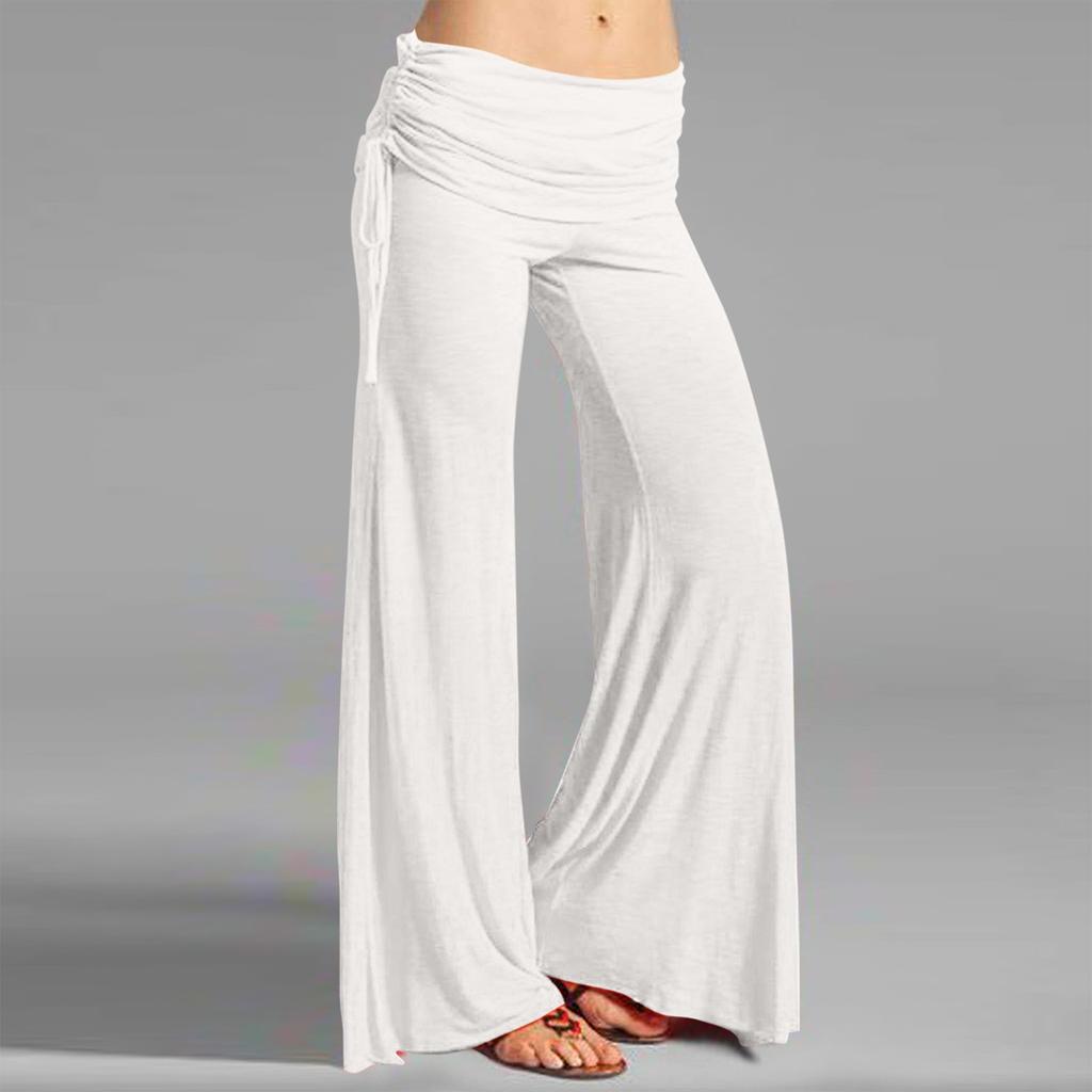 Pantaloni evazați cu șnur ocazional de culoare uni gradient de modă pentru femei Pantaloni largi