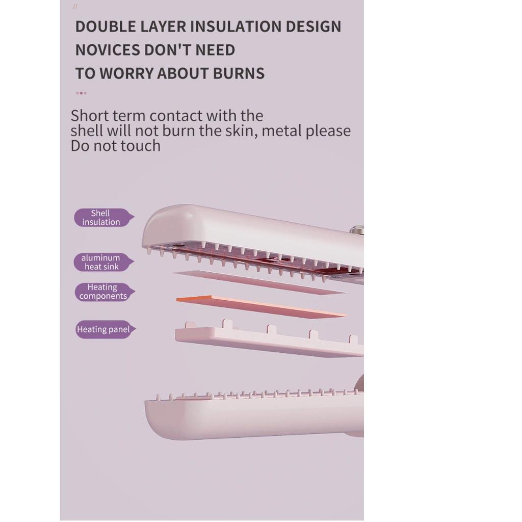 New Wireless Rechargeable Hair Straightener Comb, Portable Anti-Damage Hair Care Styling Brush for Home Travel Use