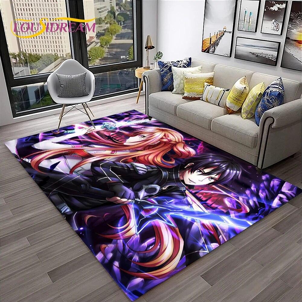SAO Novel Cartoon Sword Art Online Carpet Rug for Home Living Room Bedroom Sofa Doormat Decor,kids Area Rug Non-slip Floor Mat