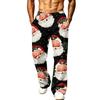 Men's Fashion Casual Loose Wide Leg Christmas Print Sweatpants with Pockets for Holiday