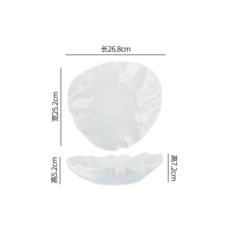Fold Texture Ceramic Salad Plate Solid Color Irregular Dessert Dish Vegetable Plate Sashimi Plates Restaurant Creative Tableware