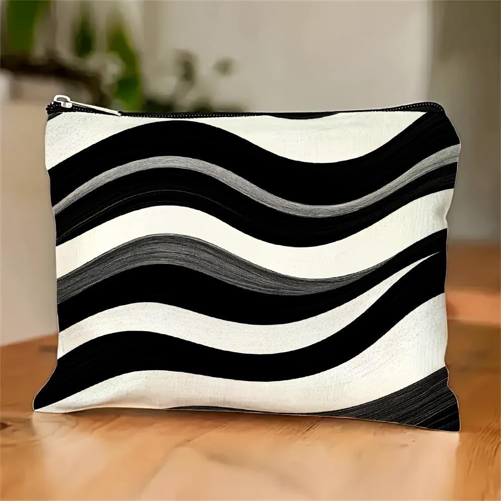

A Wave Striped Cosmetic Bag- Multifunctional Zipper Pouch, Jewelry Storage Bag, Perfect Travel Zipper Small Storage Bag.