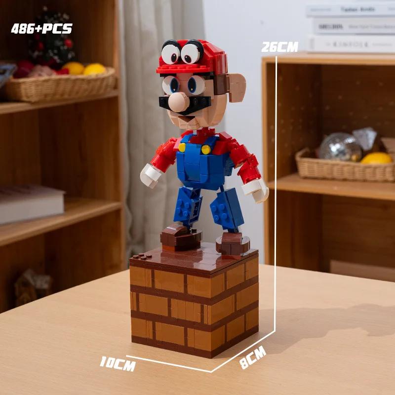 Super Mario Bros Building Blocks Question Mark Yoshi Luigi Star Assembly MOC 3D Model Mario Mini Brick Toy For Christmas Gift