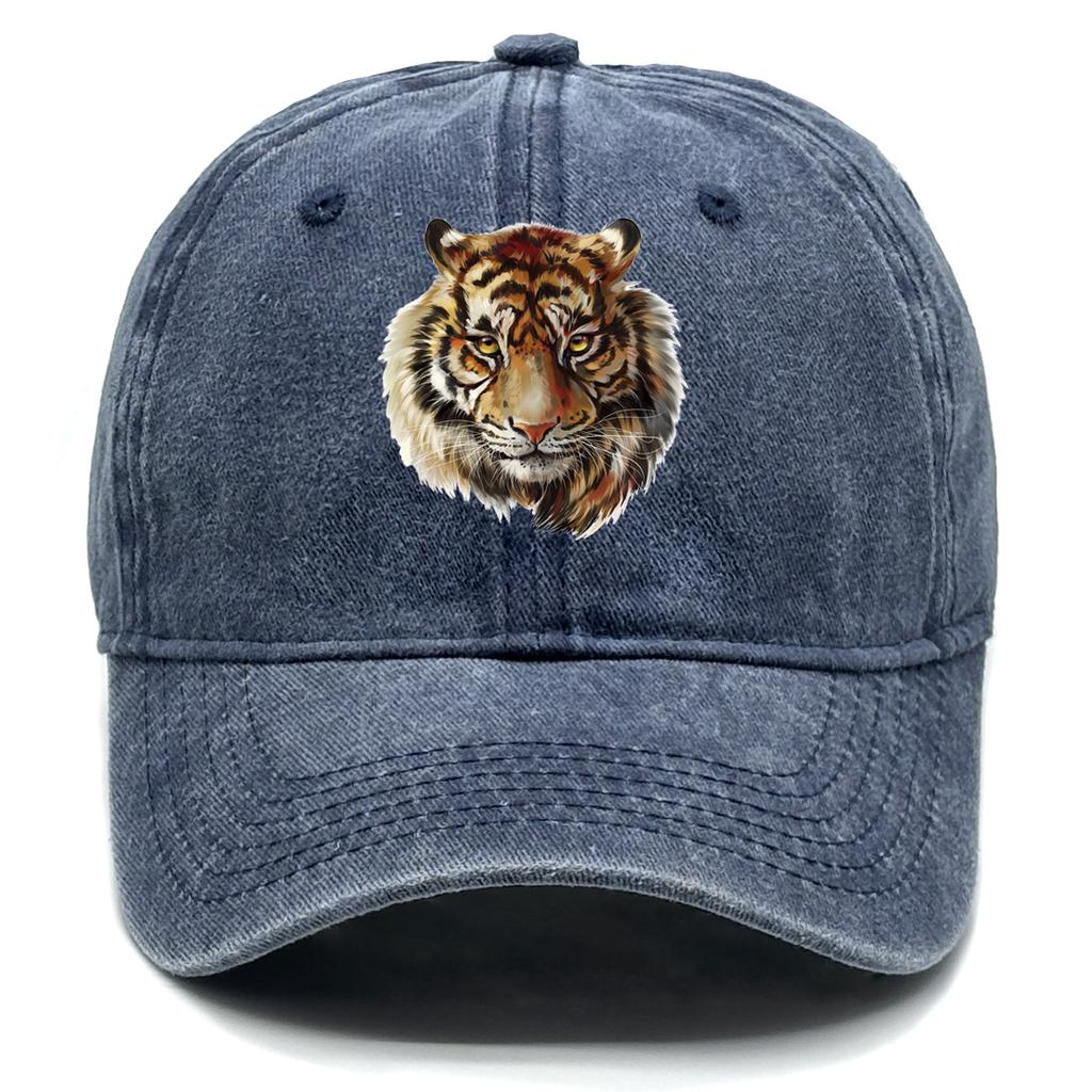 Tiger Head Print Adjustable Caps HD Animal Heads Man's Cap Casual Vintage-Inspired Snapback Baseball Hat One Size Fits All