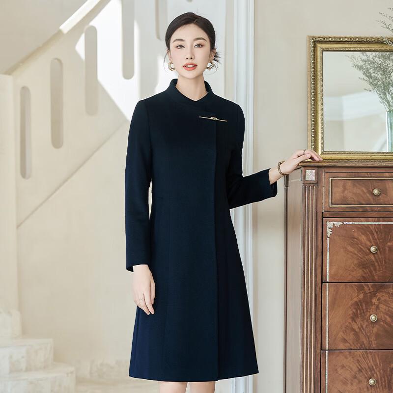 Tromaan Unisex New Chinese Style Mid-Length Wool Coat