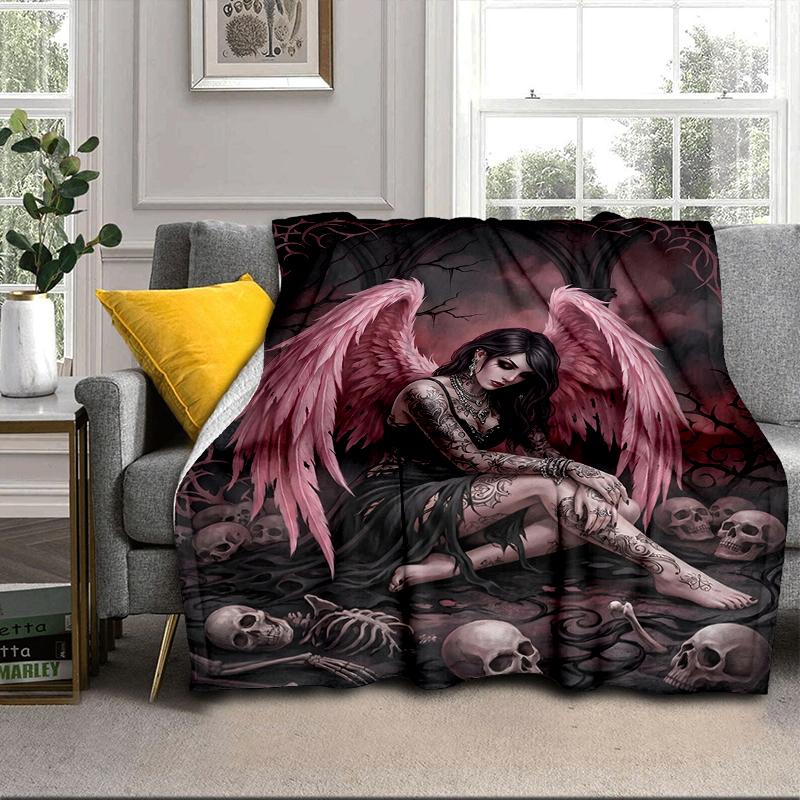 Ätherische rosa Engelskopf Decke Flanelldecke für Bett, Sofa, Camping, Wandern, Picknick Zubehör, Geschenk für Familie Fan Geschenke