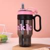 Water bottle summer new flower tea plastic cup simple straw cup large capacity boys and girls portable water cup