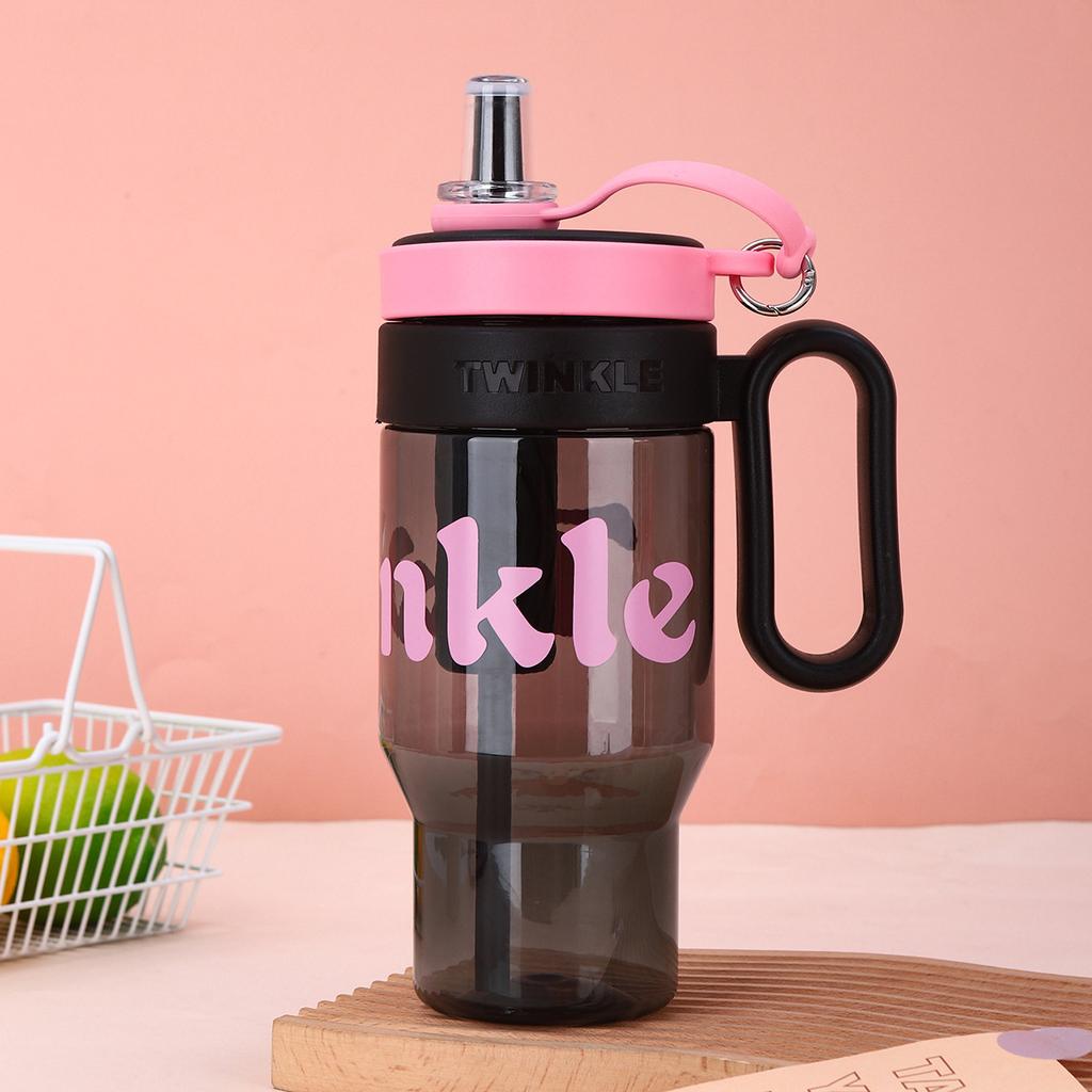 Water bottle summer new flower tea plastic cup simple straw cup large capacity boys and girls portable water cup
