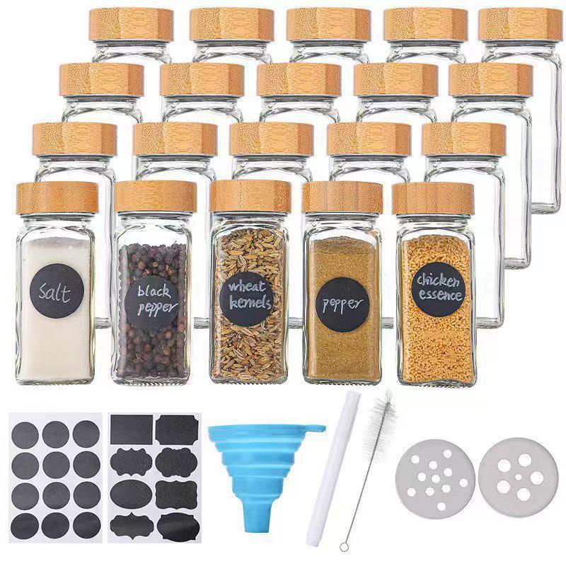 Bamboo Lid Glass Spice Jar with Flip-Top