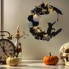 Handgefertigte künstliche Mondkatzen-Girlande mit Lichtern Halloween-Katzen-Türkranz Halloween-Mondkatzen-Kränze Halloween-Dekorationen