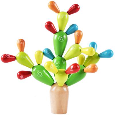 Children's Wooden Disassembly and Splicing Cactus Building Block 2-3 Years Old Early Education Letter Cactus Educational Toy
