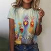 Cute Chicken Pattern T-shirt Women Funny Animal 3d Printed T-shirt Summer Fashion O-neck Top Short Sleeve