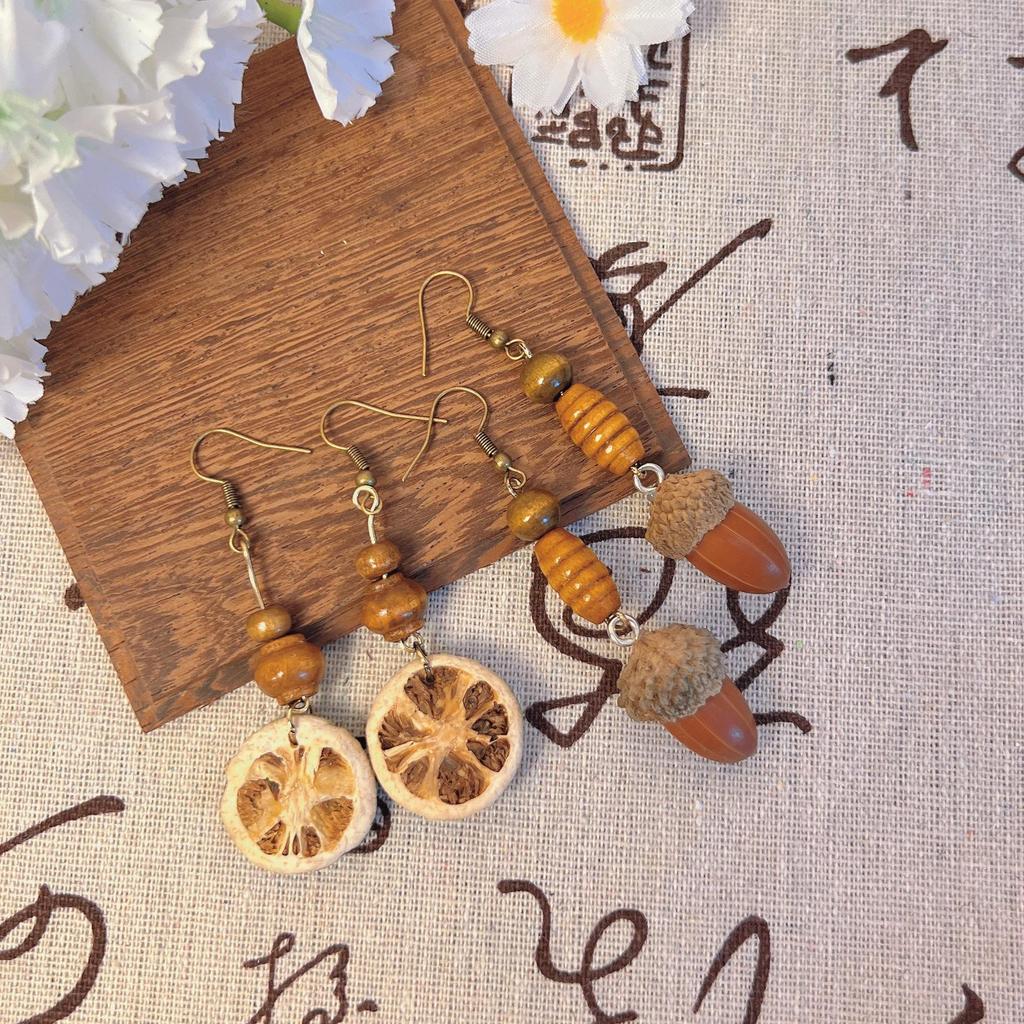 Yunnan Artistic Ethnic Fruit Earrings: Retro Natural Forest Style Design