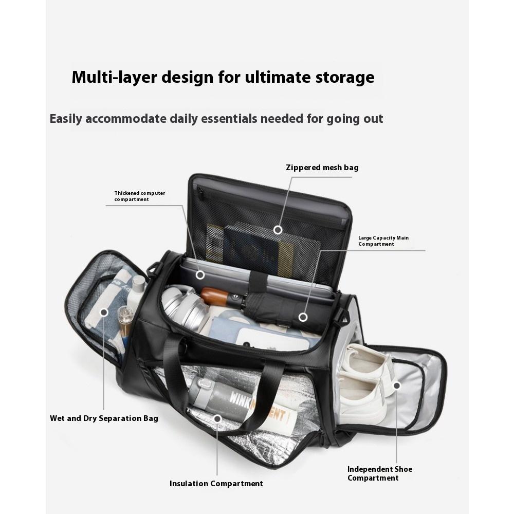 Travel Bag Men's Large-capacity Multi-functional Business Trip Can Cross-body Luggage Bag Dry and Wet Separation Fitness Training Backpack