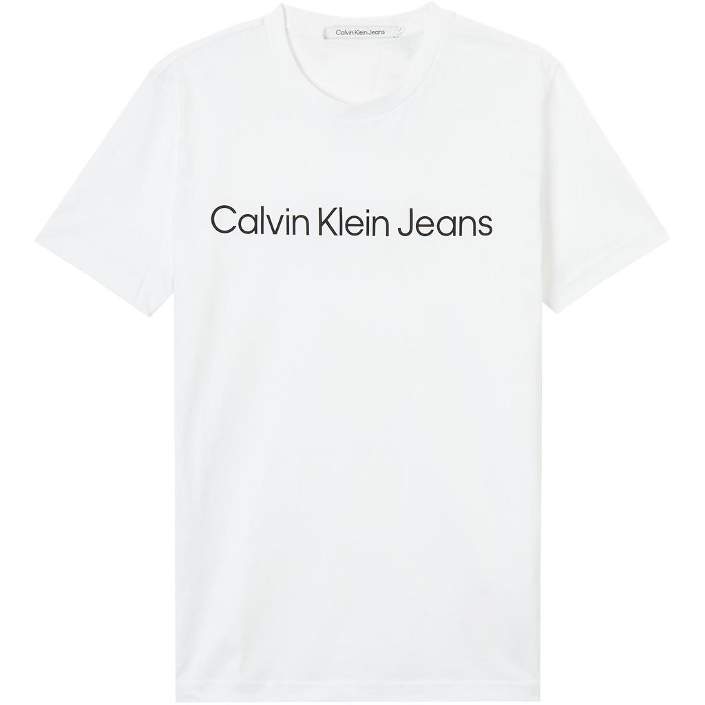 Calvin Klein Jeans Letter Logo Printed Slim Fit Crew Neck Short Sleeve T-Shirt Men Tops Bright-White J30J322552-YAF