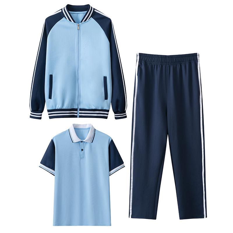 Unisex Middle School Uniform: Long Sleeve Three-Piece Sports Set for Junior & High School Students, Ideal for Spring, Autumn, and Sports Events.