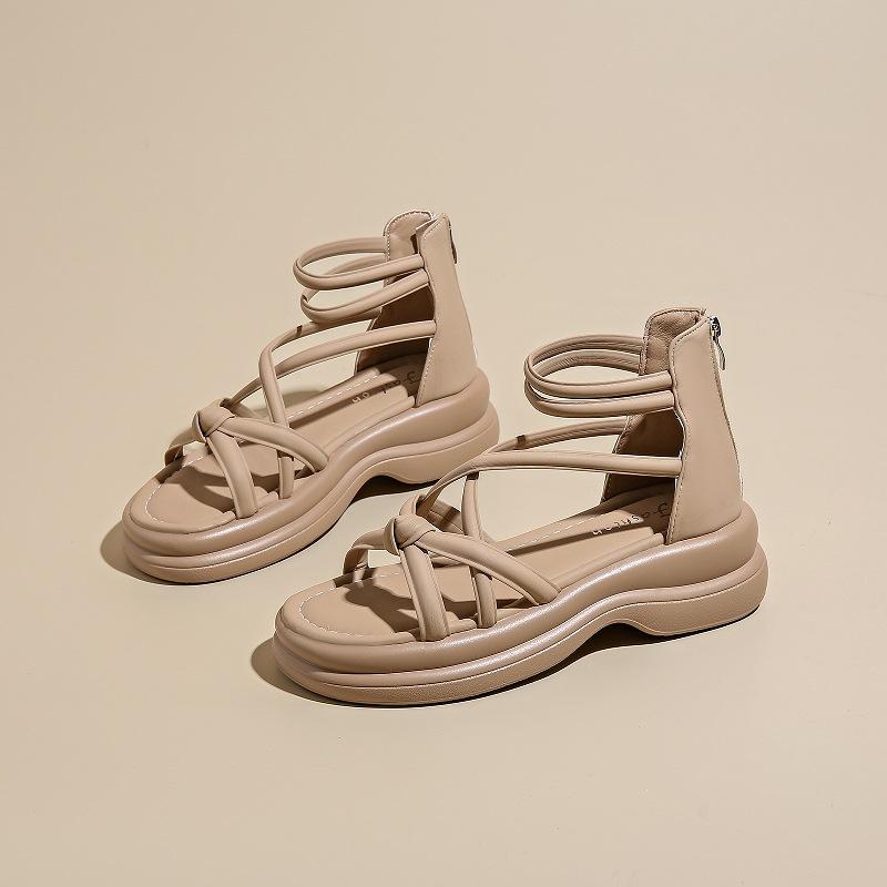 

римские сандалии на толстой подошве женственность подчеркивающие обувь для пляжа для знаменитостей лето 2025 новые нескользящие сандалии на мягкой подошве для студентов 35 хаки