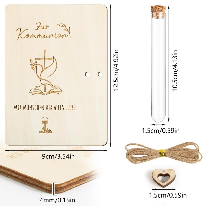 Nachhaltiges Holz-Kommunion-Geschenkset für Kinder Glas Reagenzglas Geldhalter Religiöse Zeremonie Dekoration