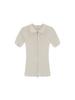 SALAD BAGUNI Two-Tone Collared Neck Two-Way Knit Zip-Up - Beige White