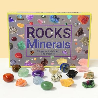 Unieke Kerst Kristal Edelsteen Blind Box Kleurrijke 24 Vak Natuurlijke Helende Steen Interessante Kerst Aftel Edelsteen Speeltjes