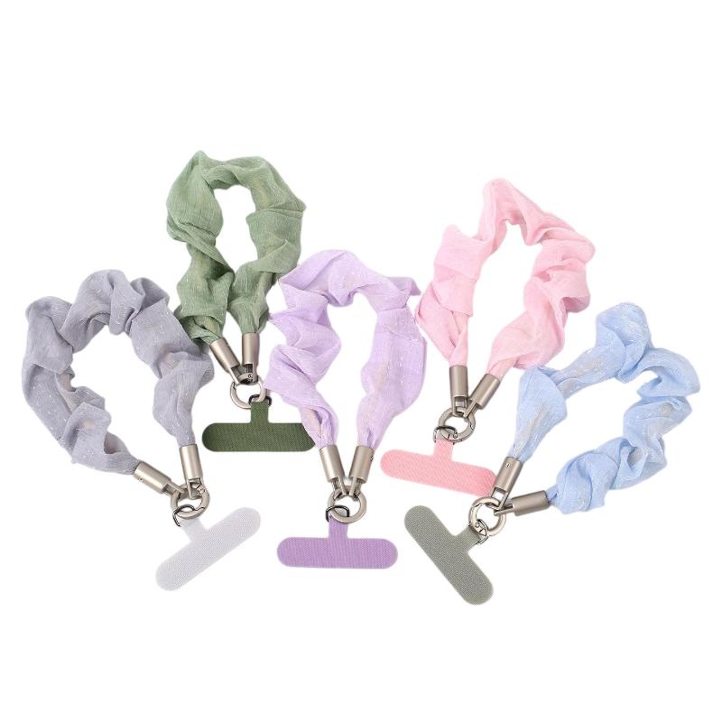 Korean Mesh Scrunchies Phone Lanyard Universal Anti-Lost Sweet Color Design Wrist Strap for Girls Sweet Style Matching Daily Use