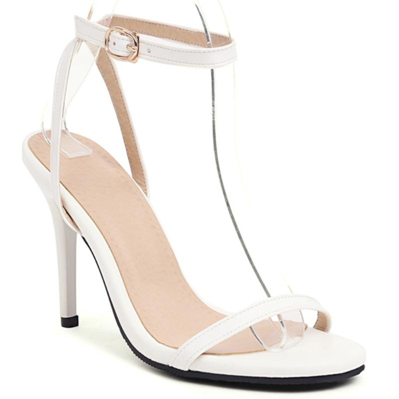 Elegant Women's Sandals Summer Shoes Sexy High Heel Flip Flops Ladies Ankle Strap Black White Red Dance Party Shoes Large Size