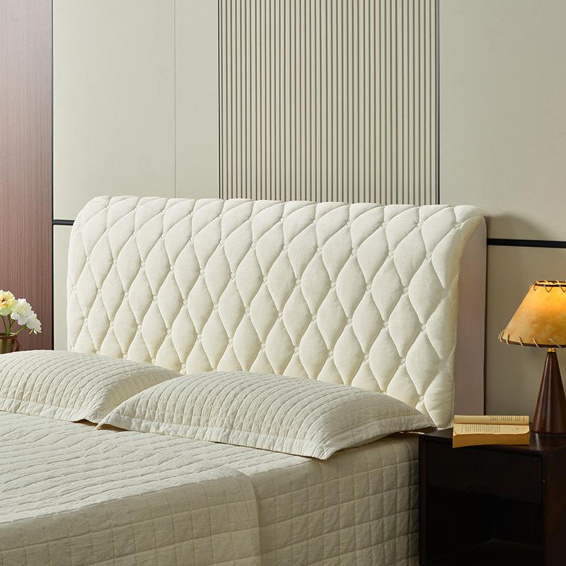 All-inclusive Super Soft Smooth Quilted Head Cover Thicken Velvet Headboard Cover Solid Color Bed Back Dust Protector Cover
