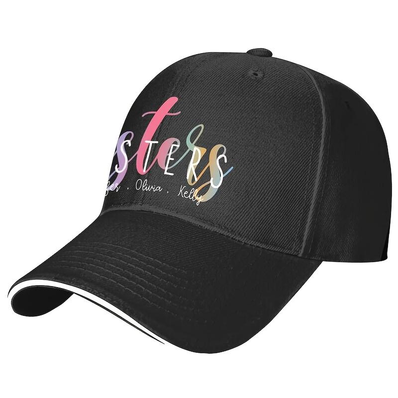 Sisters Custom Names Baseball Cap Polyester Casual Adjustable Gift for Sister Bonding