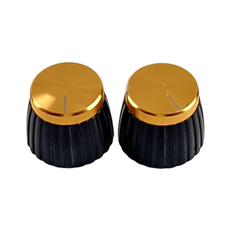 

2PCS Guitar Volumes Control Knobs Precisions Adjustment Aluminum Potentiometer Caps for Electric and Acoustic Guitars чорний/золотий
