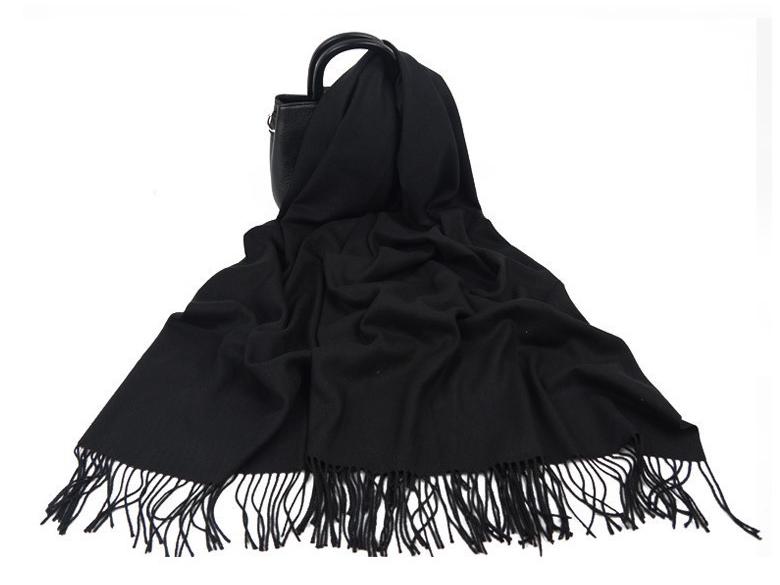White Cashmere Scarf: Thickened, Solid Color, Versatile for Women & Men, Perfect for Autumn & Winter