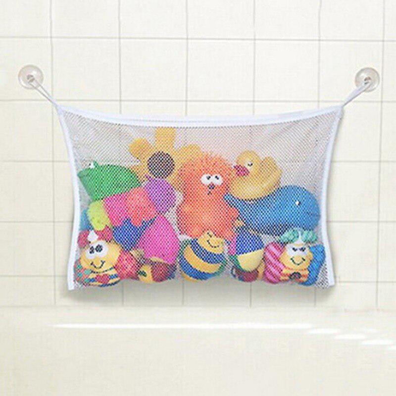 White Mesh Storage Bag Can Be Installed Over Baby Toys Bath Bathtub Doll Organizers Bag Bathroom