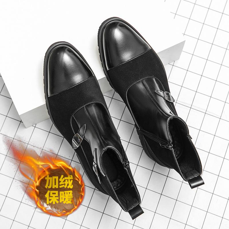 

Men s large-size new Martin boots high-top splicing British short boots spring and autumn Korean version retro pointed lazy boots in stock 38