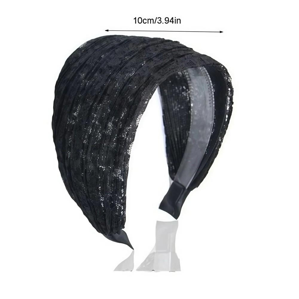 Hollow Wide Side Hair Hoop Elastic Women Lace Hairbands Lace Mesh Hair Band  for  Wash Face Use