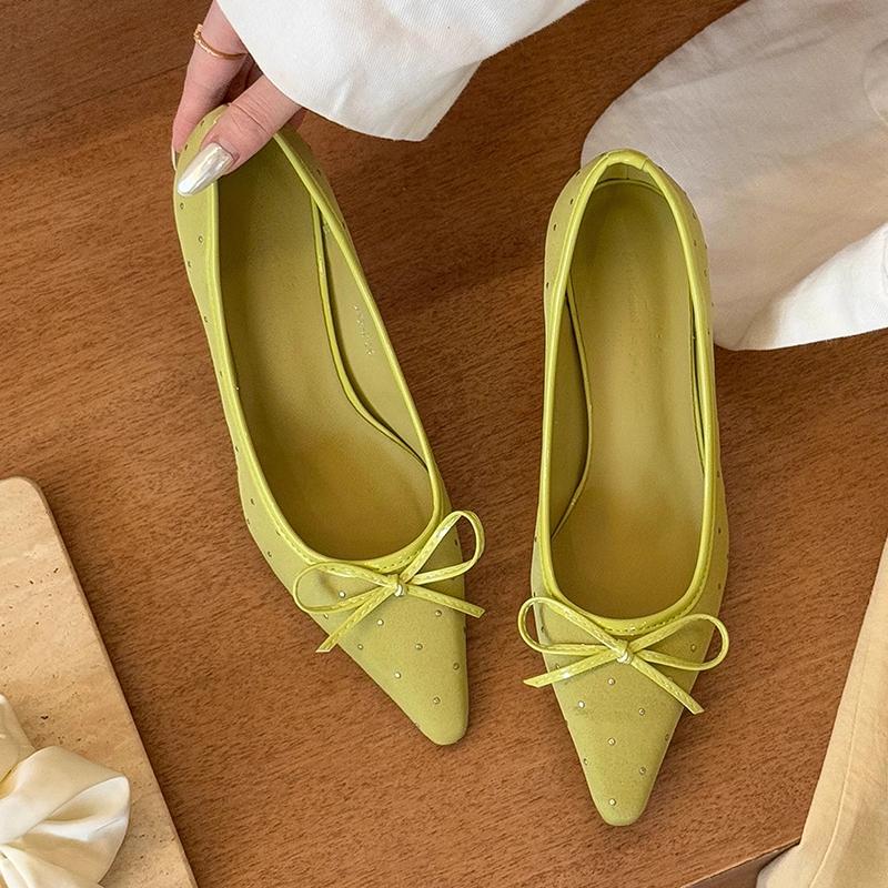 Fashion Bow Women Shoes Designer High Heels Sandals Pointed Toe Woman Loafers Shoes Summer 2025 Fashion Brand Shallow Zapatos De Mujer