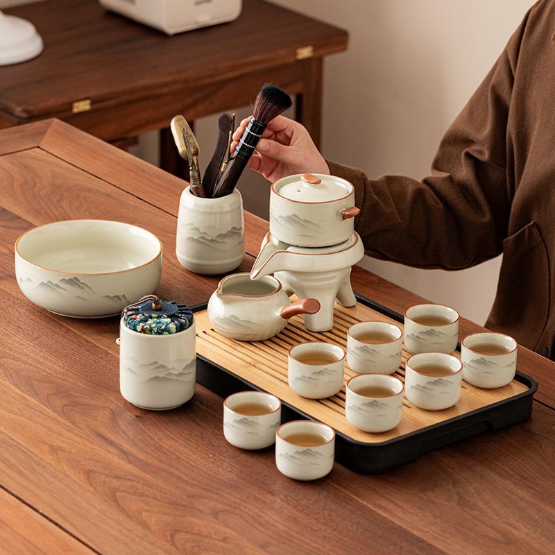 Automatic Teaware Sets for Home Use Anti Scalding Stone Grinding Teapot Office Lazy Tea Making Tool