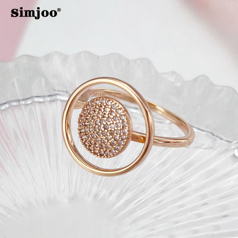 SIMJOO Zirkon-Ring, modischer Temperament-Hohlring, Damenring