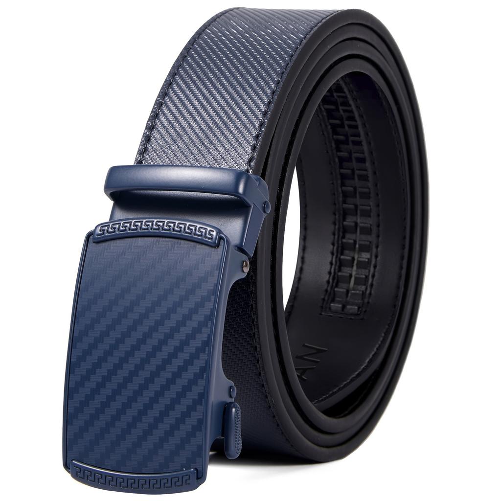 Mens Leather Ratchet Belt with Automatic Buckle, Adjustable Belt(35MM)