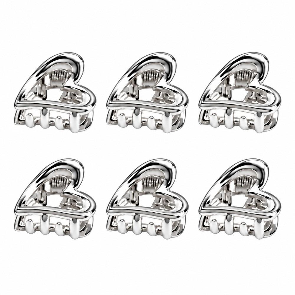 6Pcs Silver‑Tone Ear Acupressure Clips Heart Shaped Ear Acupoint Clips Household Use
