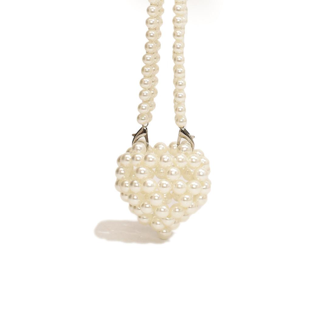 Chic Heart Shaped Pearl Decorated Mini Shoulder Bag For Boys And Girls Fashionable