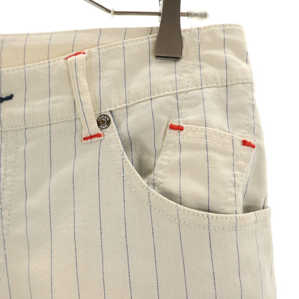ARMANI JEANS Striped Pattern Shorts W30 Cream stretch Men's Used