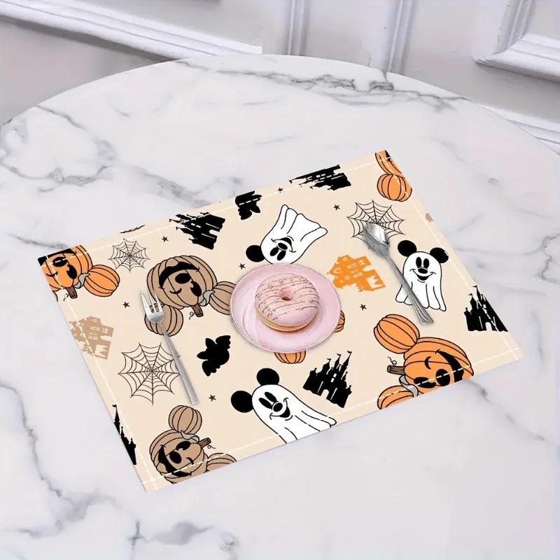 1PC Halloween Pumpkin Mouse Linen Meal Mat Set Machine Heat-resistant Very Suitable for Table Protection and Tabletop Non Slip