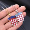 Croatia Map Pendant Necklace Fashionable Croatian Flag Neckchains Adjustable Ethnic Collarbone Chains Couple Jewelry