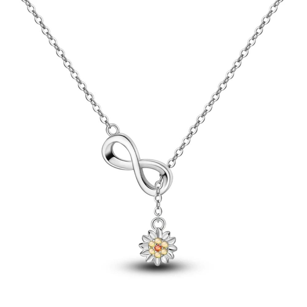 925 Silver Lucky Unicorn Necklace with Butterfly Firefly Bear Paw Print Zircon Chain Link Heart Jewelry for Women