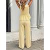 Ensemble 2 pièces élégant : Haut rayé sans manches à encolure en V et Pantalon large taille haute, Tenue décontractée d'été pour les vacances