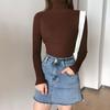 Women Bottom Sweater Turtleneck Long Sleeve Slim Fit Knitting Tops