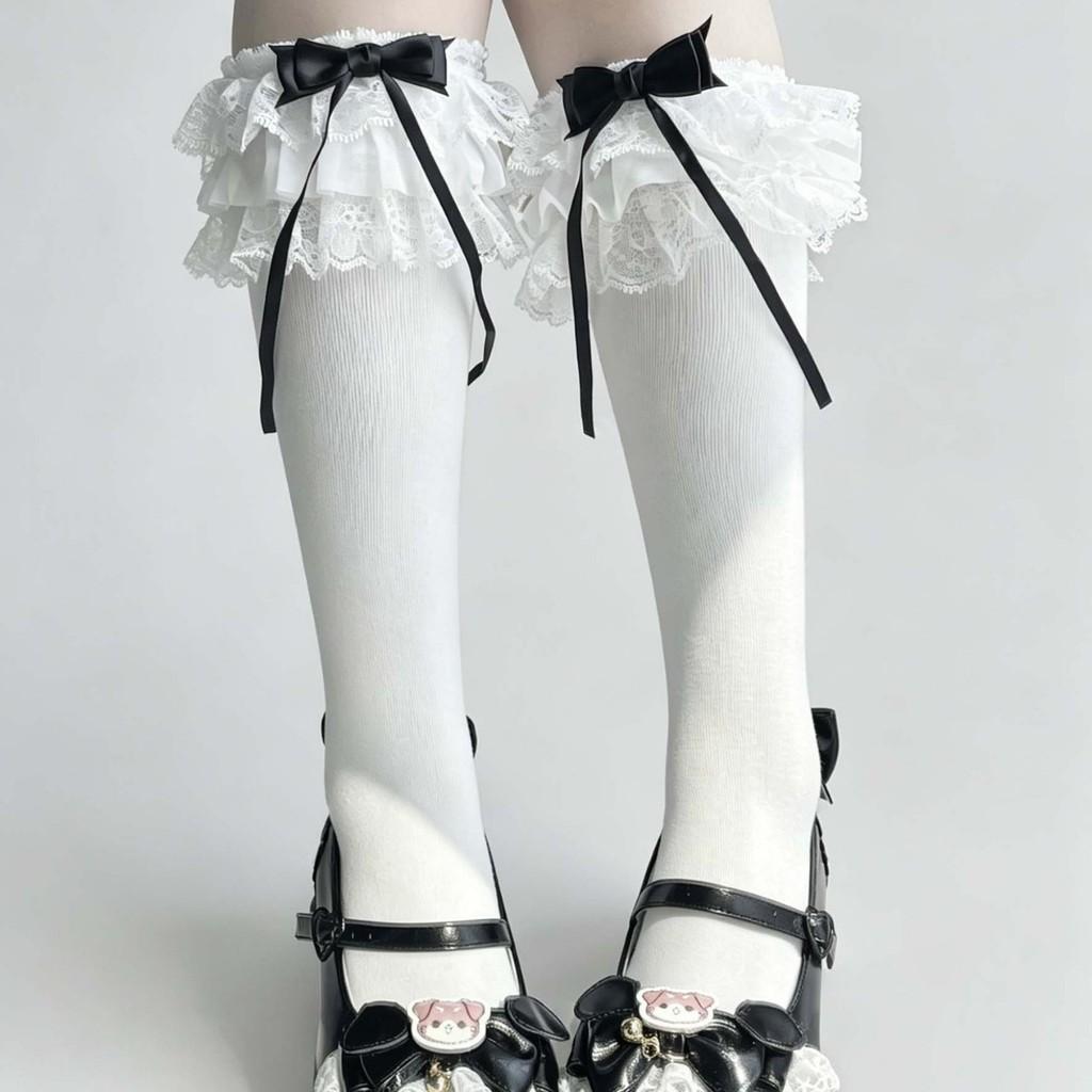 Japanese Lolita Cotton Ankle Socks With Lace Bows For Summer Comfort