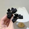 Yu Xi Elegant Black Bow Hair Clip - Small, Double-Sided Princess Claw for Women